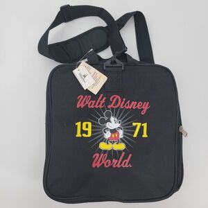 Walt Disney World 1971 Foldable Black Travel Duffle Bag With Shoulder Strap